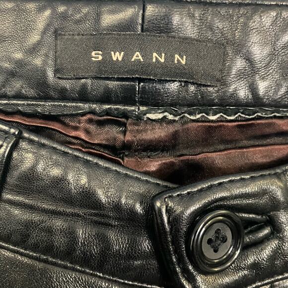 Swann Women's Black Leather Flare Bootcut Pants Size Large - Picture 8 of 11